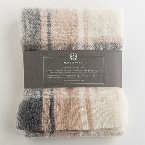 Plaid coloured merino wool scarf