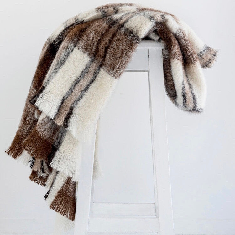 Alpaca fleece throw in Apache colour.