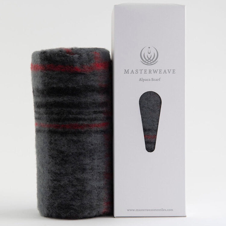 Alpaca fur scarf in Grey/Black Check