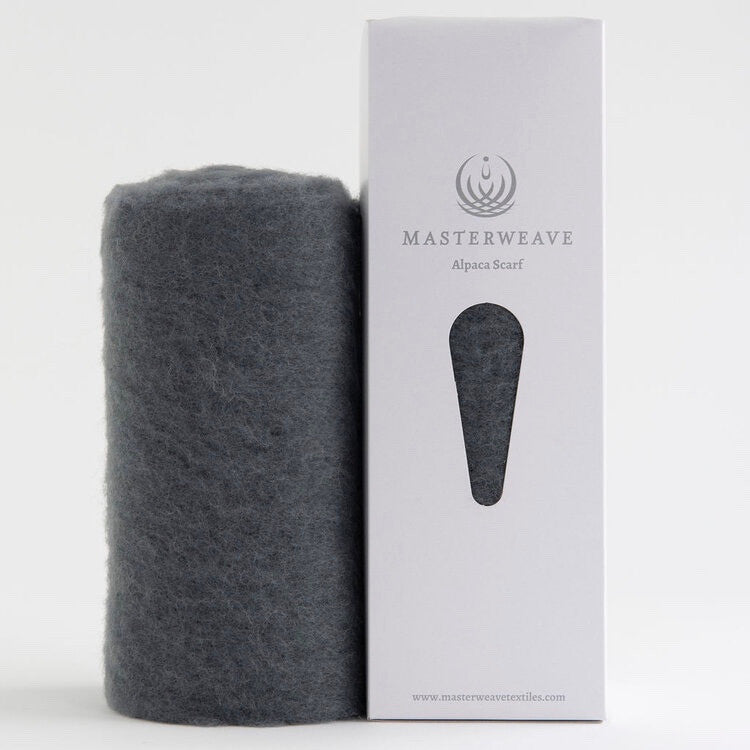 Grey/Black Marl colour scarf, rolled up