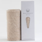 sand colour scarf, rolled up