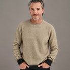 Man wearing McDonald - Merino & Possum Horizon Sweater (6640) in the colour Ash