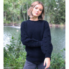 Lothlorian - Merino & Possum Bobble Sleeve Jumper (9781)Black