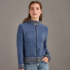 McDonald - Possum & Merino Wave trim Zip in colour Orchid