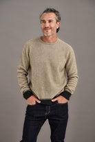 Man wearing McDonald - Merino & Possum Horizon Sweater (6640) in the colour Ash