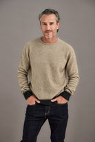 Man wearing McDonald - Merino & Possum Horizon Sweater (6640) in the colour Ash