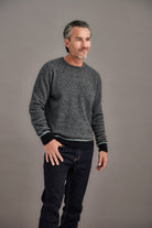 Man wearing McDonald - Merino & Possum Horizon Sweater (6640) in the colour Frost