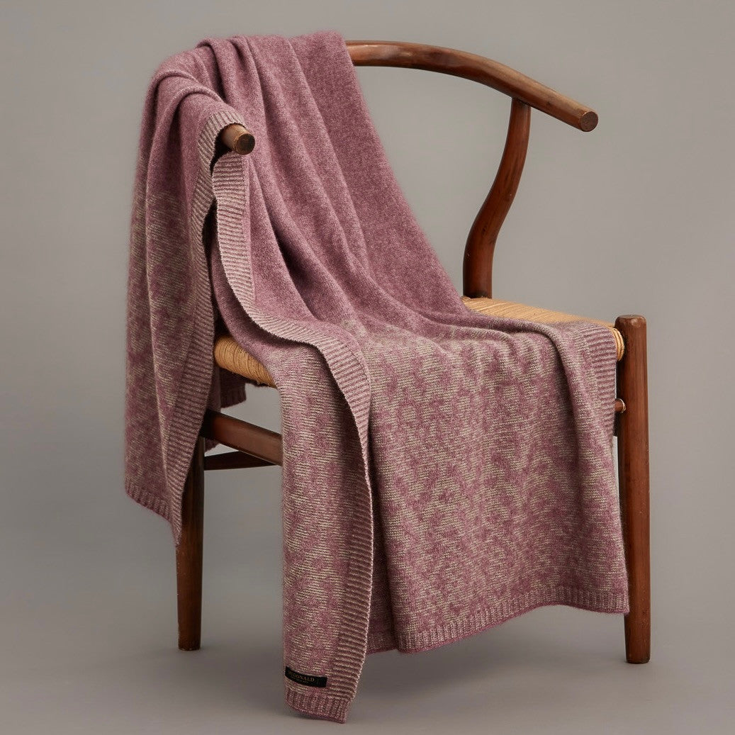 McDonald - Possum and Merino Fair Isle Blanket (698) Heather/Mocha