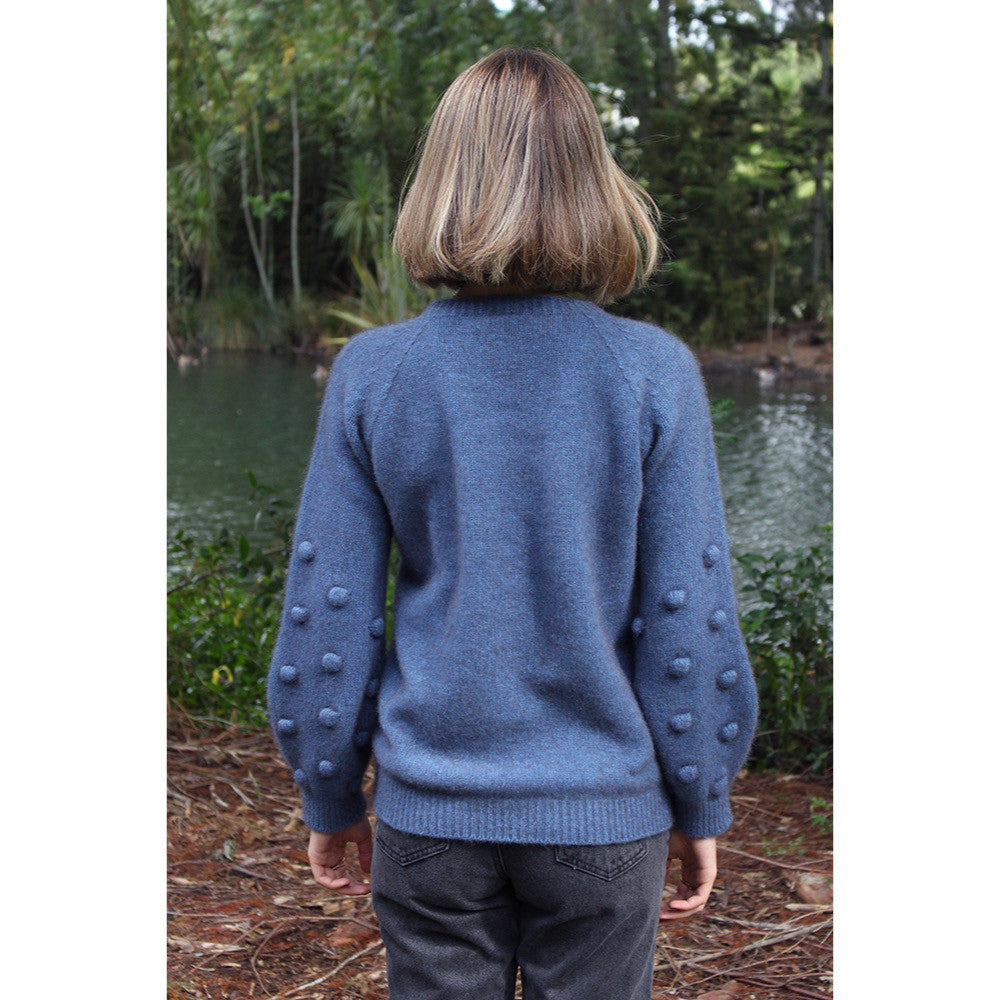 Lothlorian - Merino & Possum Bobble Sleeve Jumper (9781)Light Blue