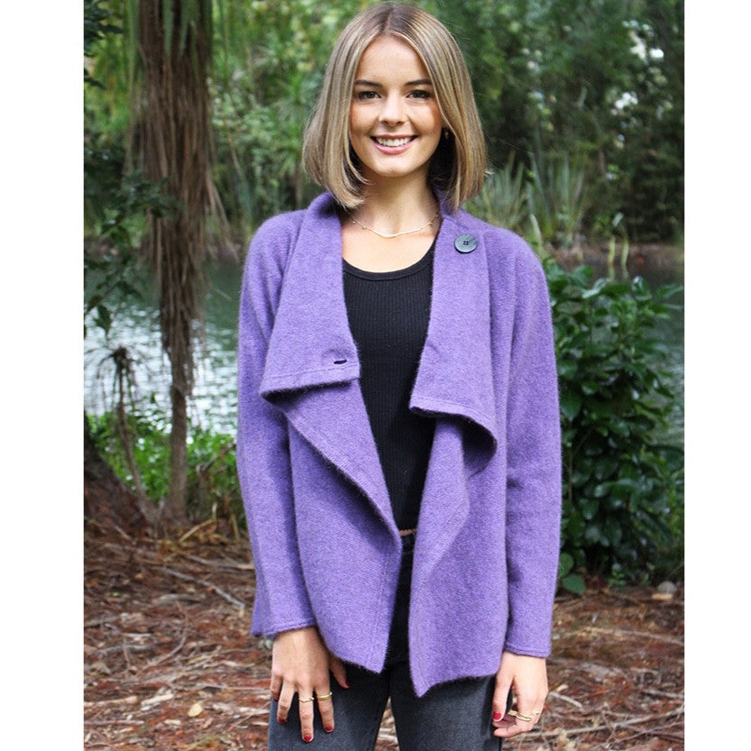 Lothlorian - Merino & Possum Enfold Jacket (9780)Heather