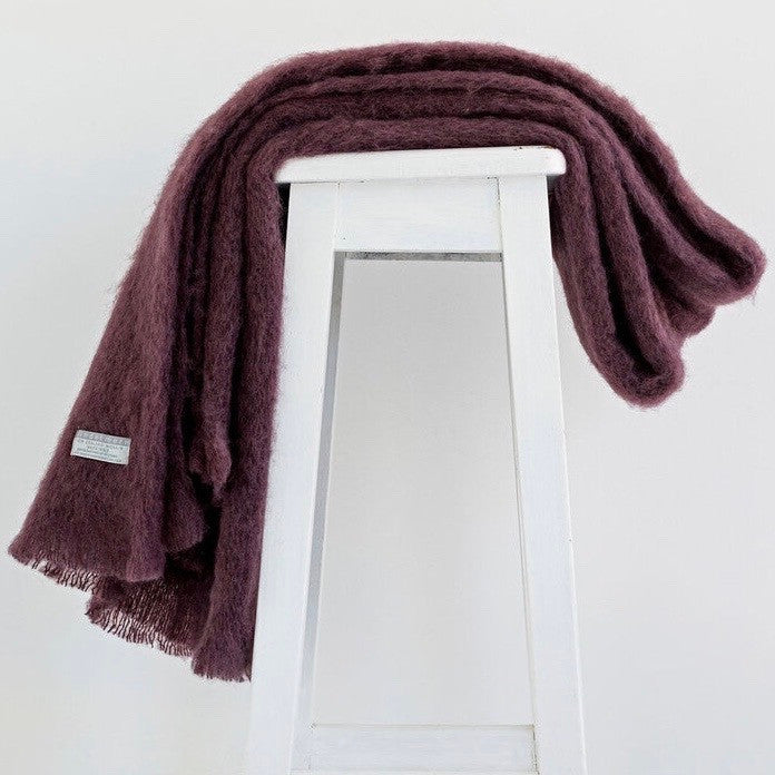 Mulberry colour Mohair blanket throws