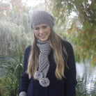 Silver - Woman smiling wearing scarf and beanie