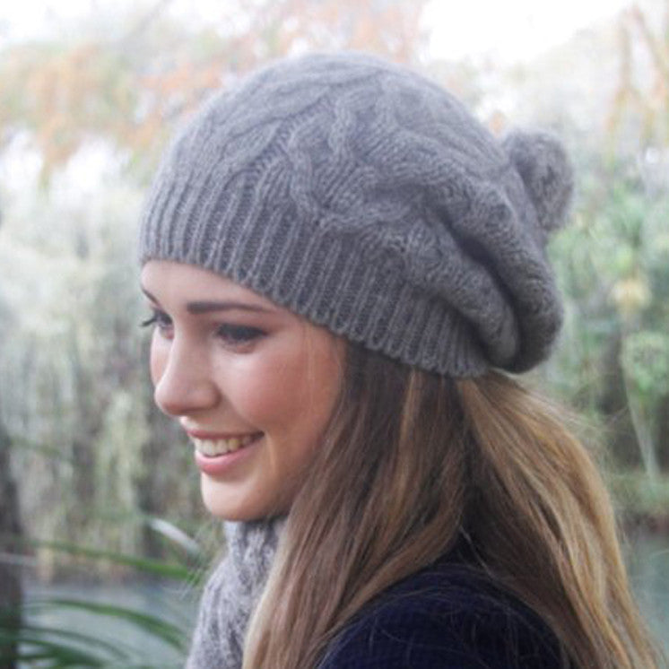 Beanie with pom pom in colour Charcoal