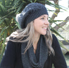 Beanie and scarf in colour Charcoal