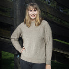 Natural colour plain crew neck sweater