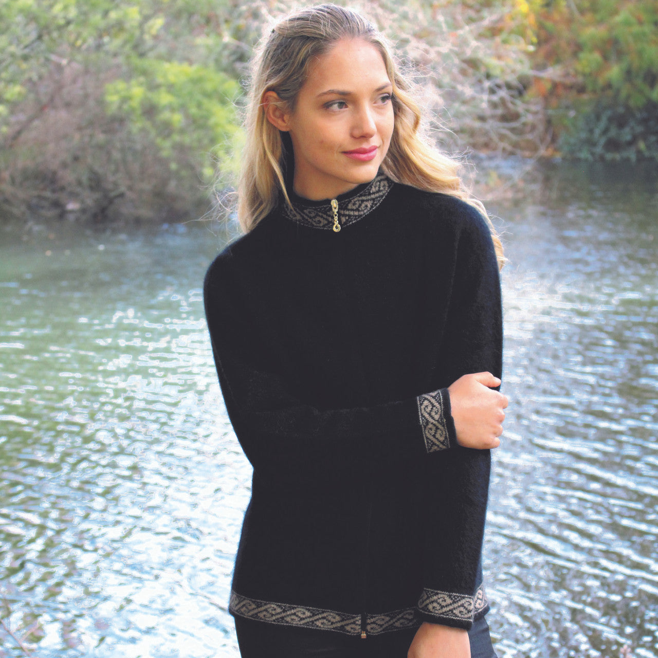 Lothlorian - Motif Zip Cardigan Black