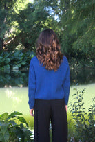 Woman wearing the Lothlorian - Merino & Possum Fuse Tie Jacket (9972) in the colour Lagoon.