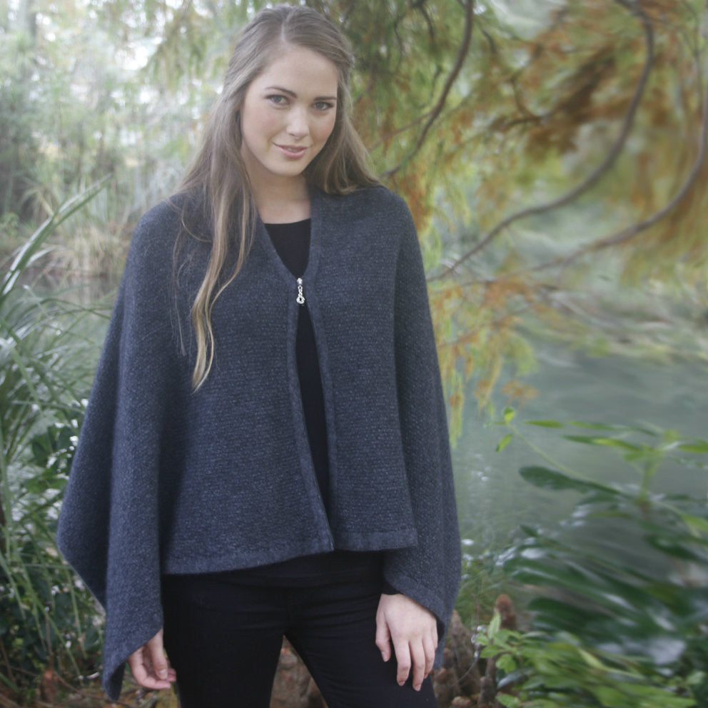 Half way zipped wrap in colour Charcoal