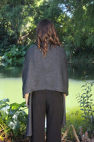 Woman wearing Lothlorian - Merino & Possum Brando Wrap (9993) in the colour Charcoal.