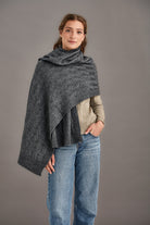 Woman wearing McDonald - Merino & Possum Herringbone Lace Shawl (5060) in the colour Pewter.