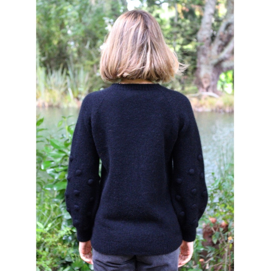 Lothlorian - Merino & Possum Bobble Sleeve Jumper (9781)Black