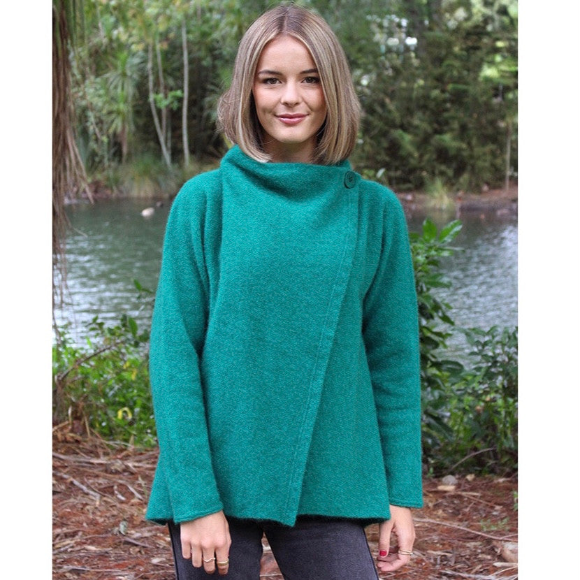 Lothlorian - Merino & Possum Enfold Jacket (9780)Emerald