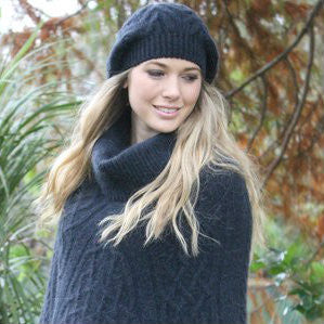 Girl wearing Beanie in colour Slate