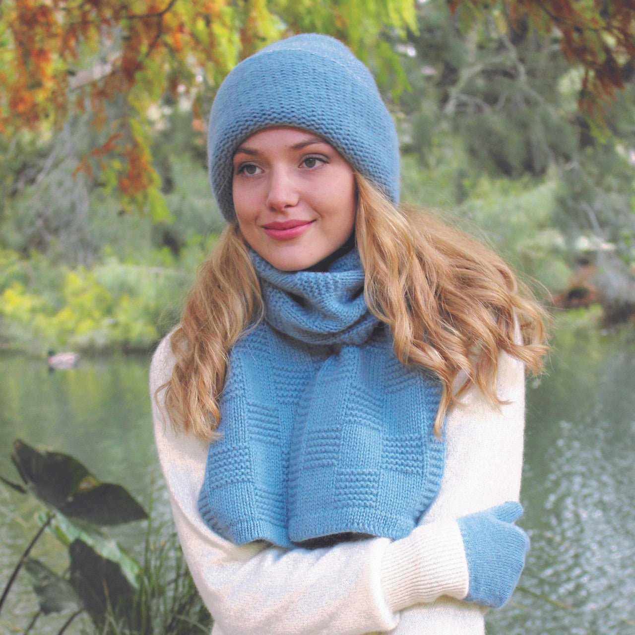 Grid scarf in colour Mist