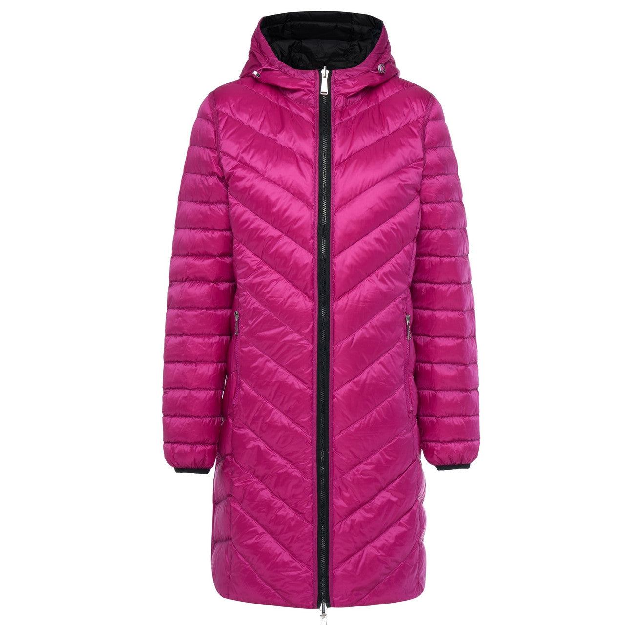 Moke - Arnie Reversible Packable Down Coat (ARNIE) in colour Black/Rose Violet.