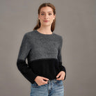 Woman wearing McDonald - Merino & Possum Horizon Jumper (5061-SS2026) in the colour Monochrome.