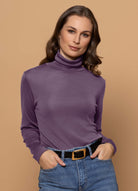 Woman wearing Bay Road Merino - Isabel Polo (BR716) in the colour Orchid