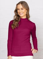 Bay Road Merino - Willow Turtle Neck Top (Sale) (BR718-SALE) in the colour Cerise.