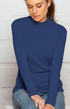 Bay Road Merino - Willow Turtle Neck Top (Sale) (BR718-SALE) in the colour Biscay Blue.