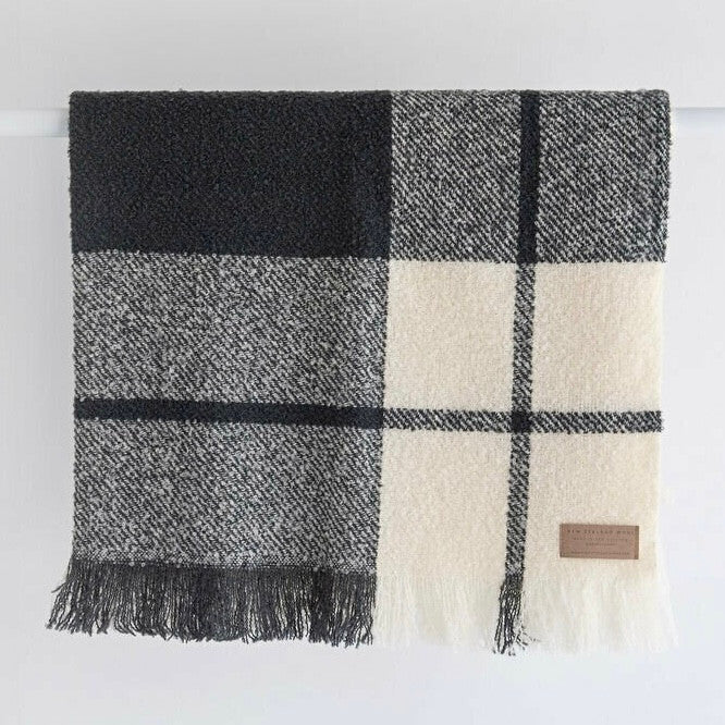 Block Check wool twill throw