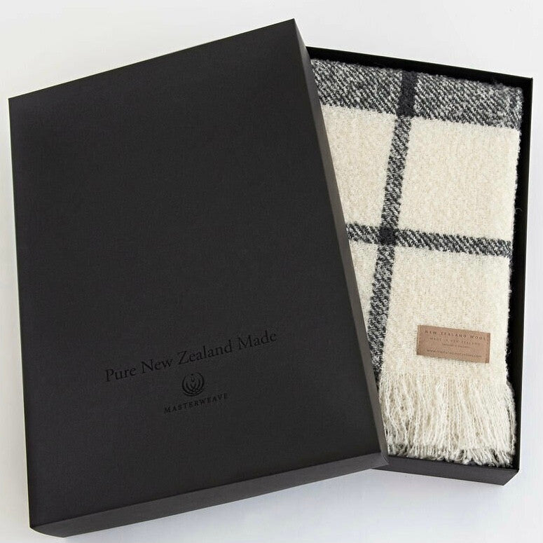 Block Check wool twill throw