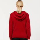 Red possum and merino hoodie. back view
