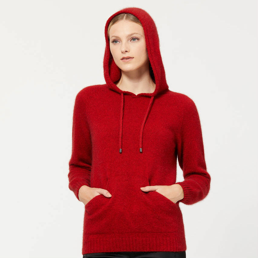 Red possum and merino hoodie