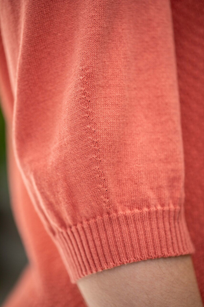 Woman wearing Country Laine - Cotton Eyelet Yoke Jumper (CL0094) in the colour Sienna.