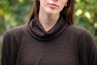 Woman wearing Country Laine - The Nest Top (CL0130-IND2026) in the colour Chocolate.