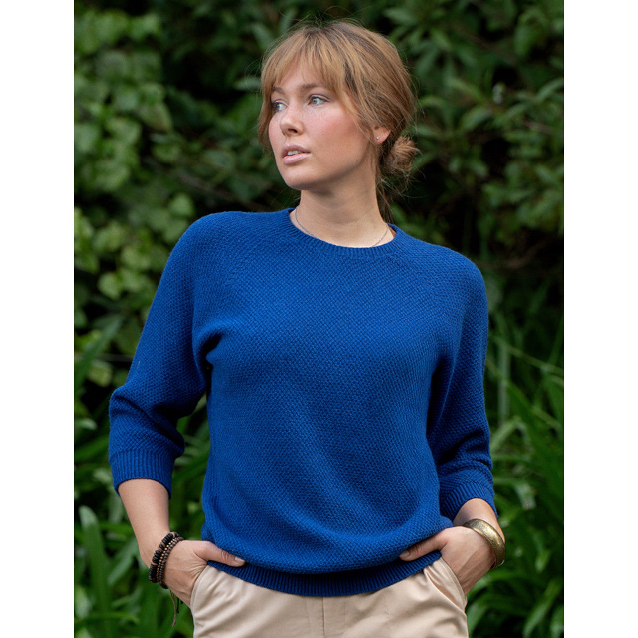 Lothlorian - Cotton & Merino Penny Textured Jumper (CM102) Cobalt