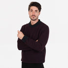 Native World - Merino & Possum Mens Textured Crew (NE428) Cherry