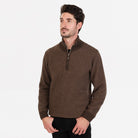 Native World - Merino & Possum Textured Half Zip Sweater Cocoa