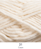 Close up ball of yarn in colour cream.