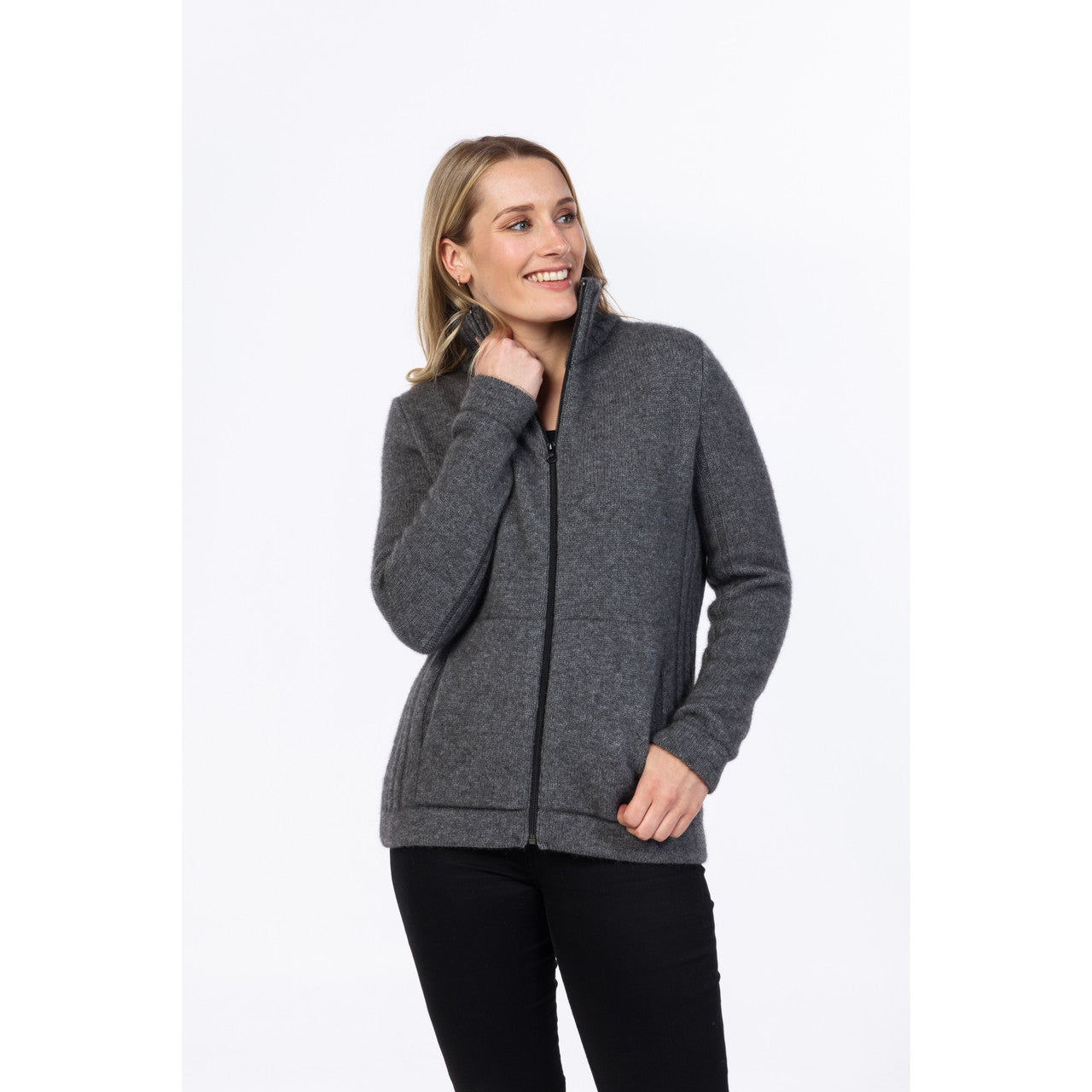 Native World - Merino & Possum Button Essential Full Zip Jacket (NS832)