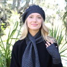Merino and possum dash beret in colour Charcoal