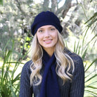 Merino and possum dash beret in colour Midnight