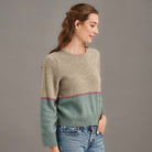 Woman wearing McDonald - Merino & Possum Horizon Jumper (5061-SS2026) in the colour Hydrangea.