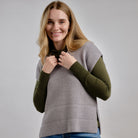Woman wearing Country Laine - Merino Waffle Vest (CL0062) in the colour Silver.