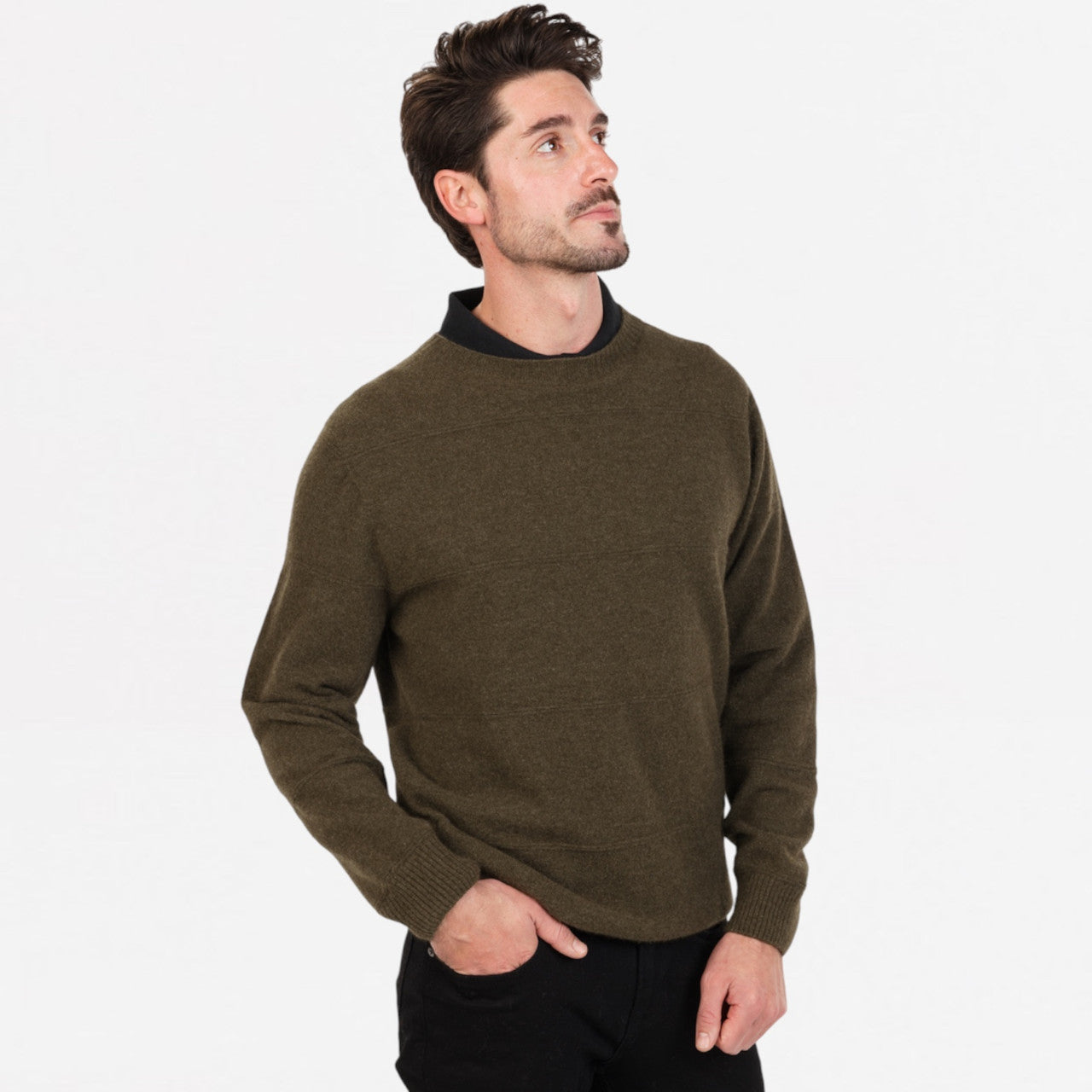 Native World - Men's Ripple Stitch Sweater (NB438) Fern