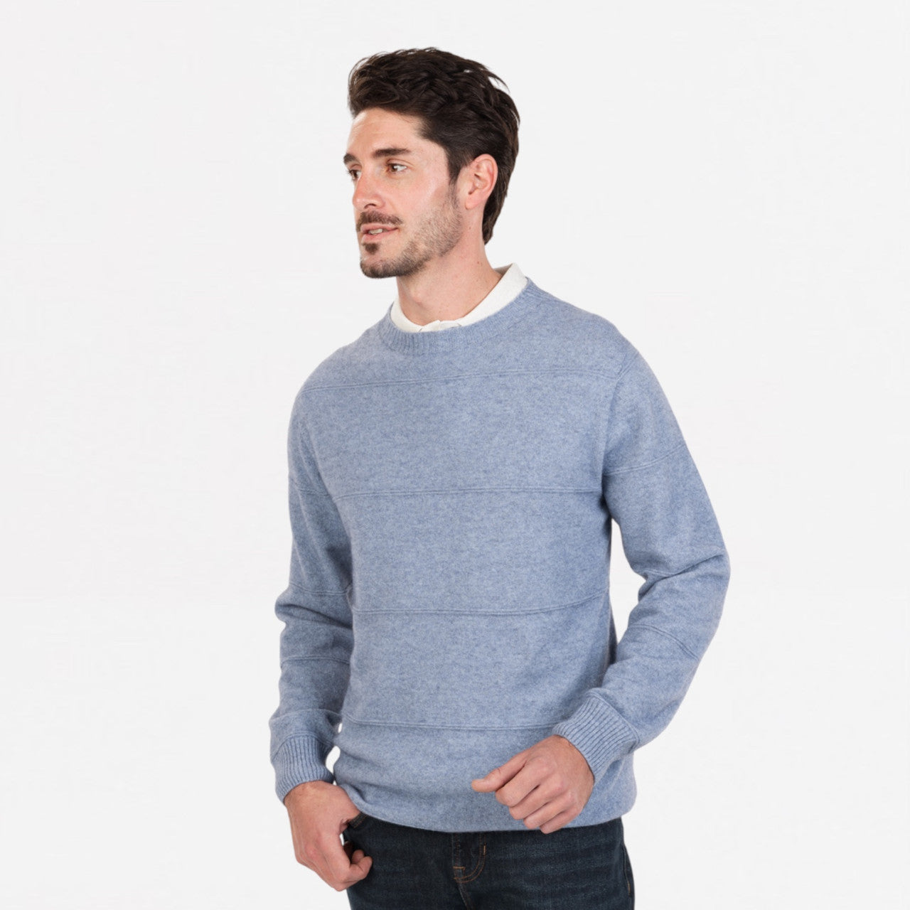 Native World - Men's Ripple Stitch Sweater (NB438) Crystal